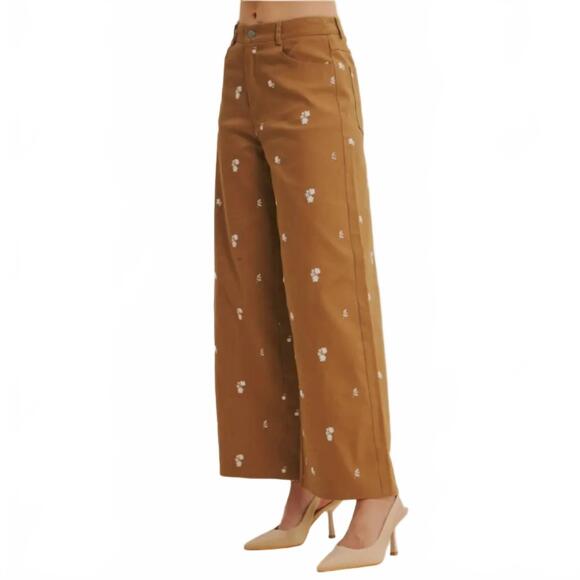NEW IN FEBRUARY nelli floral pants in camel - Picture 2 of 3